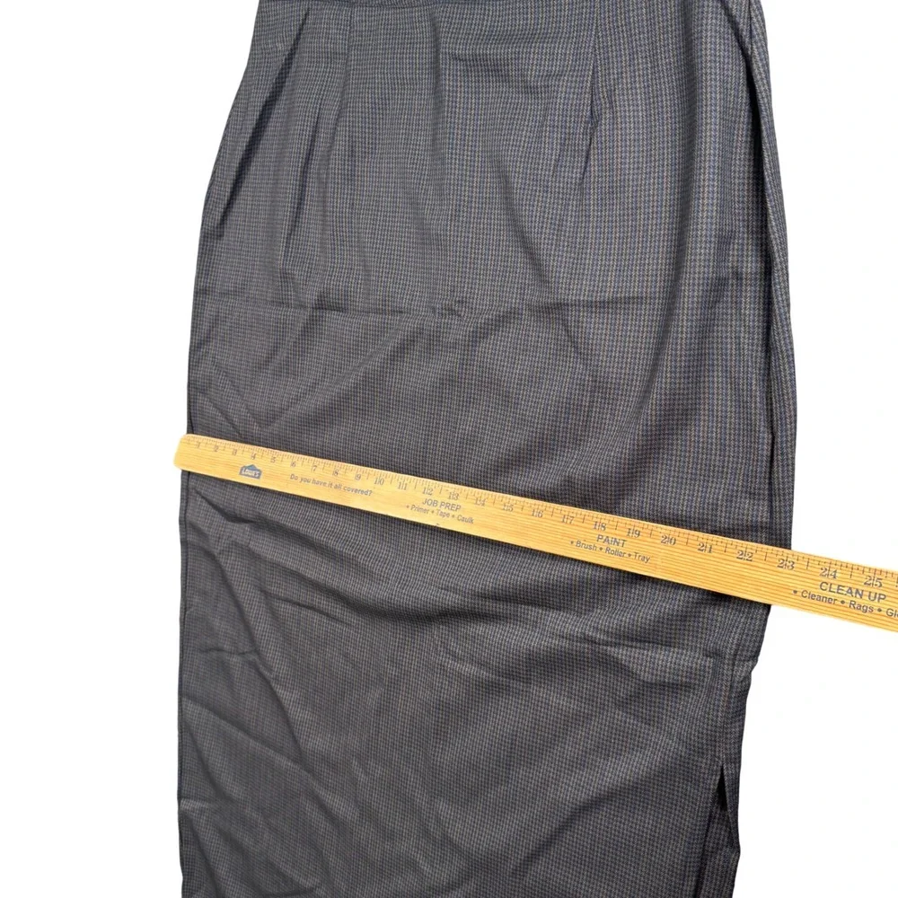 VTG Houndstooth‎ Maxi Skirt Slit Old Money Dark Academia 16 Elegant Chic Classic